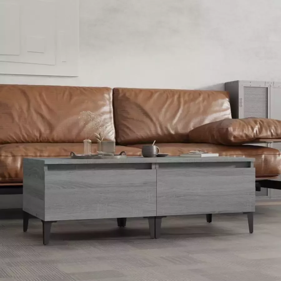 Furniture Limited Bijzettafels 2 st 50x46x35 cm bewerkt hout grijs sonoma eiken