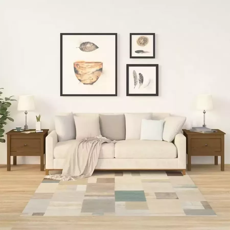 Furniture Limited Bijzettafels 2 st 50x50x49 cm massief grenenhout honingbruin