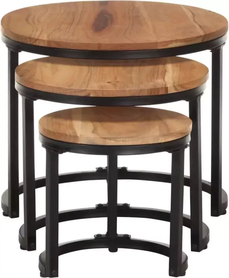 Furniture Limited Bijzettafels 3 st massief acaciahout
