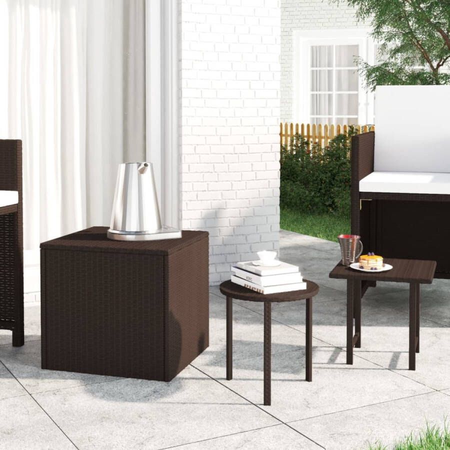 Furniture Limited Bijzettafels 3 st poly rattan bruin
