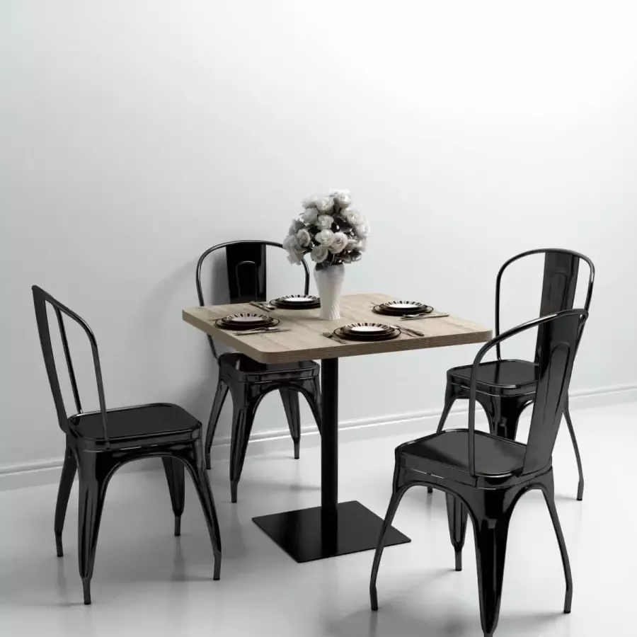 Furniture Limited Bistrotafel vierkant 80x80x75 cm MDF en staal eikenkleur