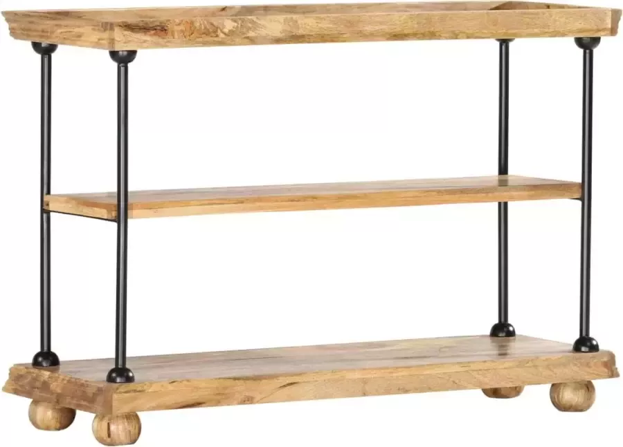 Furniture Limited Boekenkast 2 schappen 110x35x75 cm massief mangohout en staal