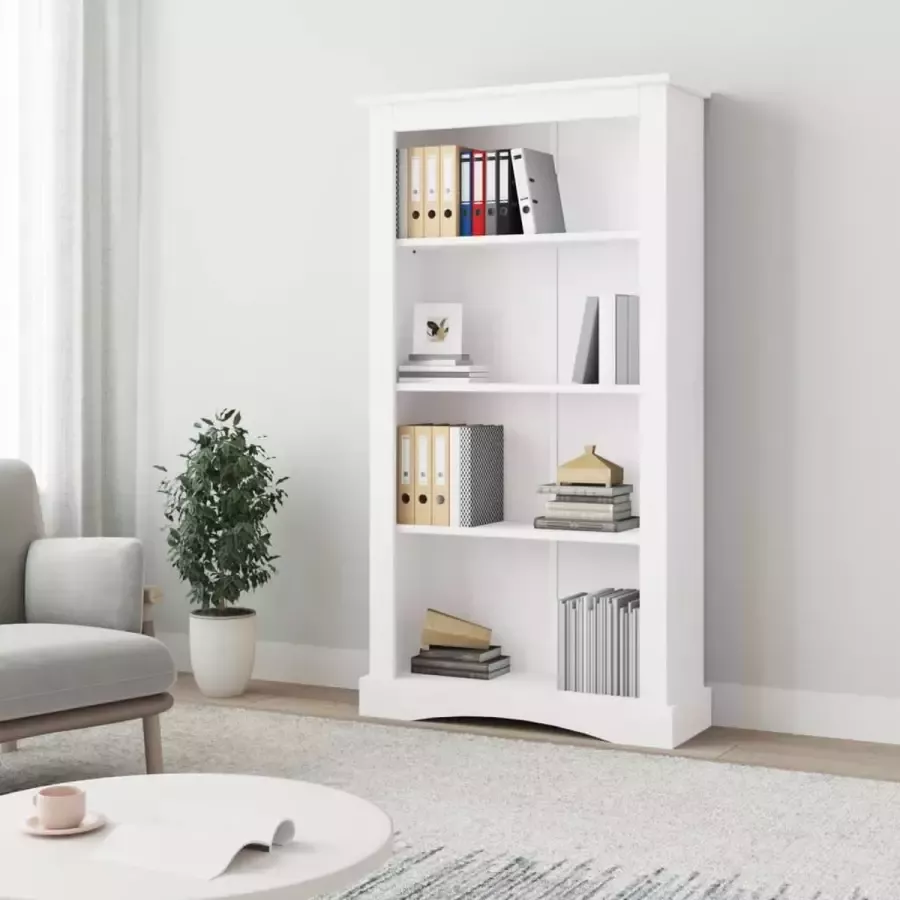 Furniture Limited Boekenkast 4 schappen 81x29x150 cm grenenhout Corona-stijl wit