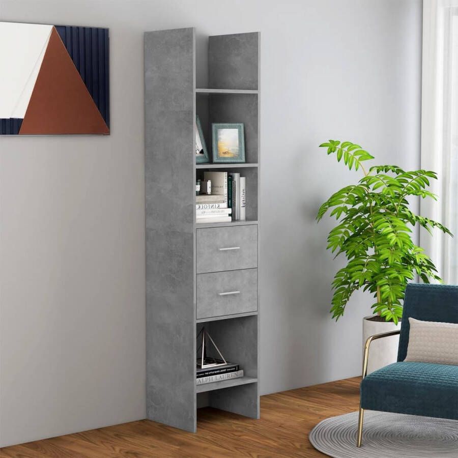 Furniture Limited Boekenkast 40x35x180 cm spaanplaat betongrijs