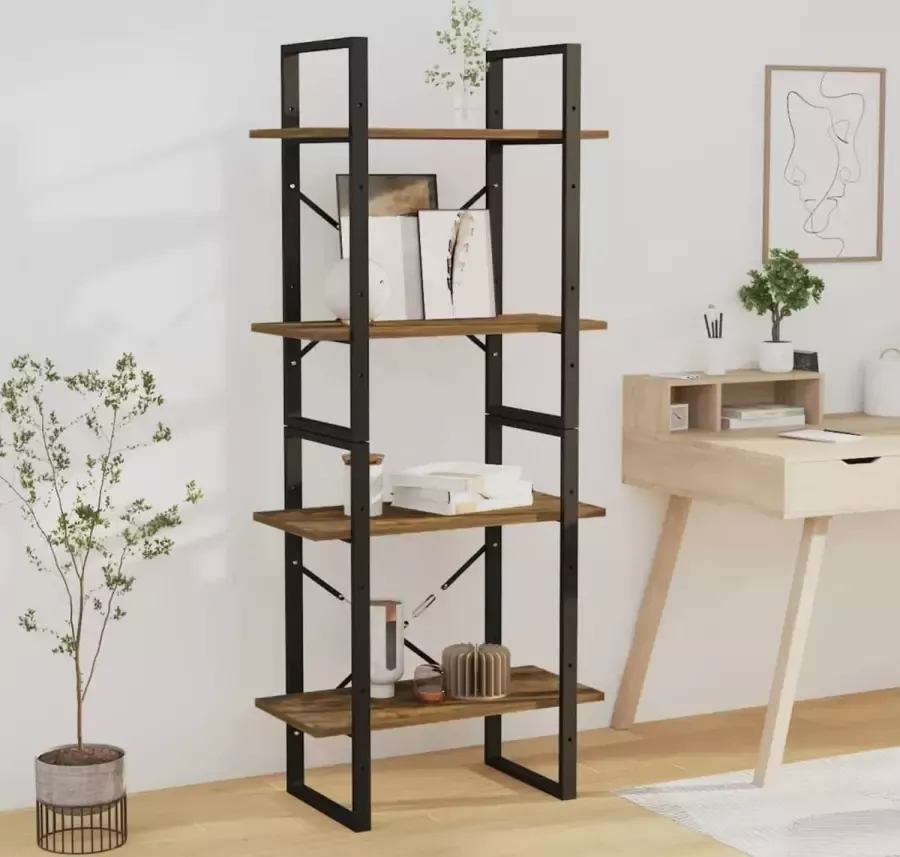 Furniture Limited Boekenkast 60x30x140 cm bewerkt hout gerookt eikenkleurig