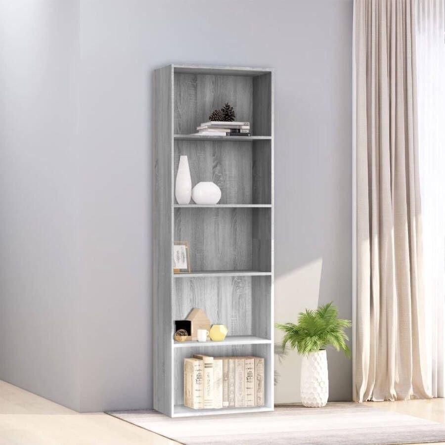 Furniture Limited Boekenkast 60x30x189 cm bewerkt hout grijs sonoma eikenkleurig