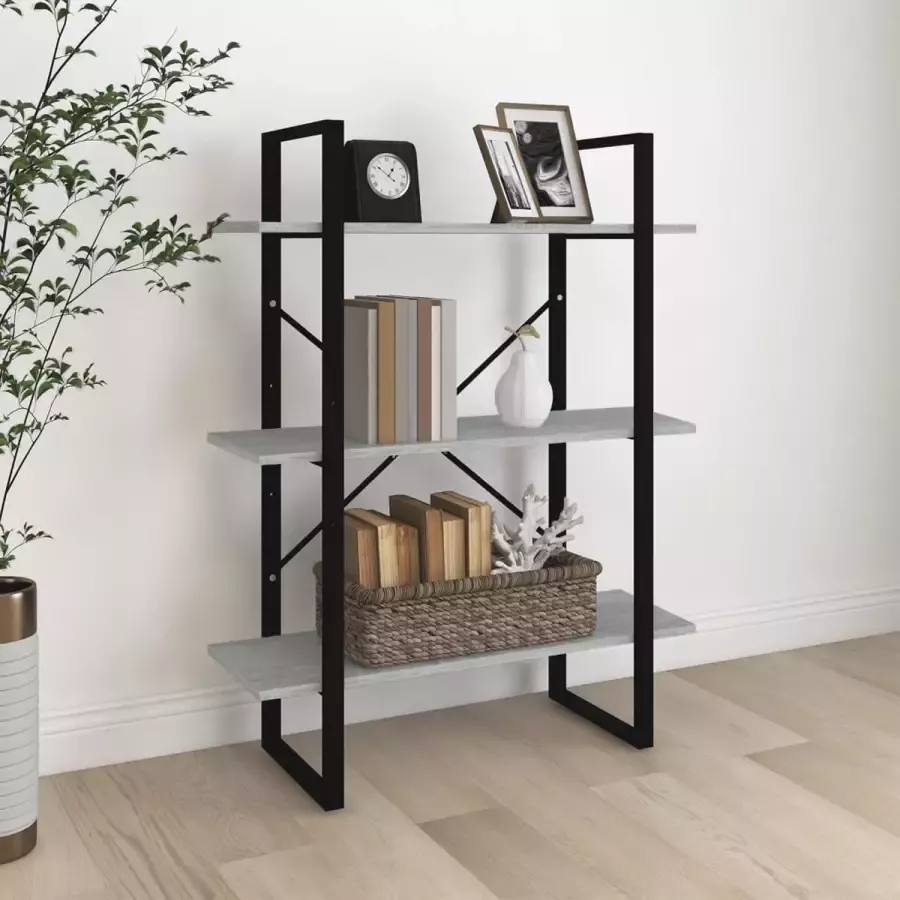 Furniture Limited Boekenkast 80x30x105 cm bewerkt hout grijs sonoma eikenkleurig