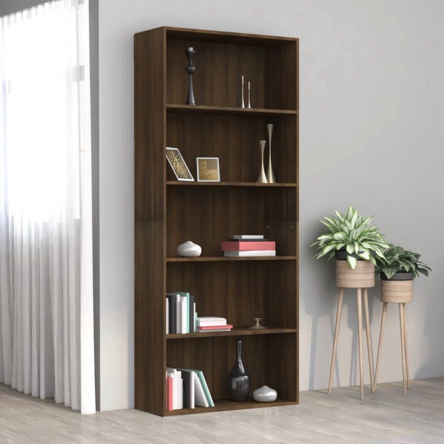 Furniture Limited Boekenkast 80x30x189 cm bewerkt hout bruineikenkleurig