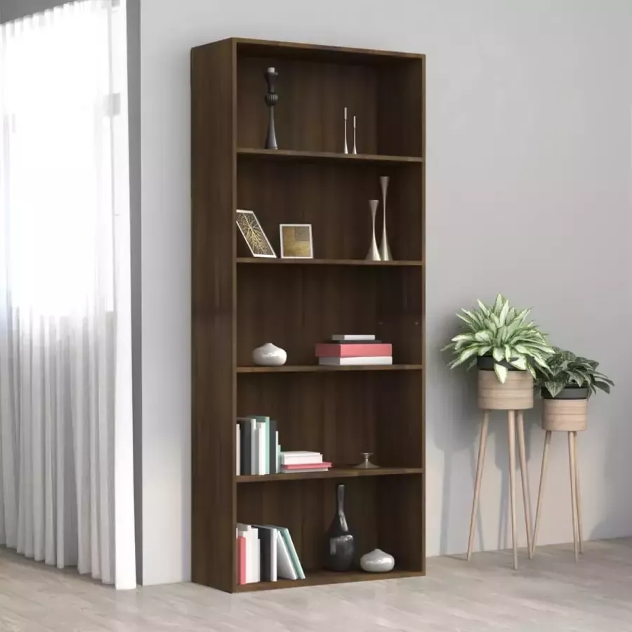 Furniture Limited Boekenkast 80x30x189 cm bewerkt hout bruineikenkleurig