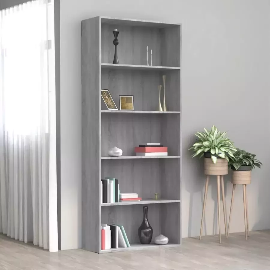 Furniture Limited Boekenkast 80x30x189 cm bewerkt hout grijs sonoma eikenkleurig