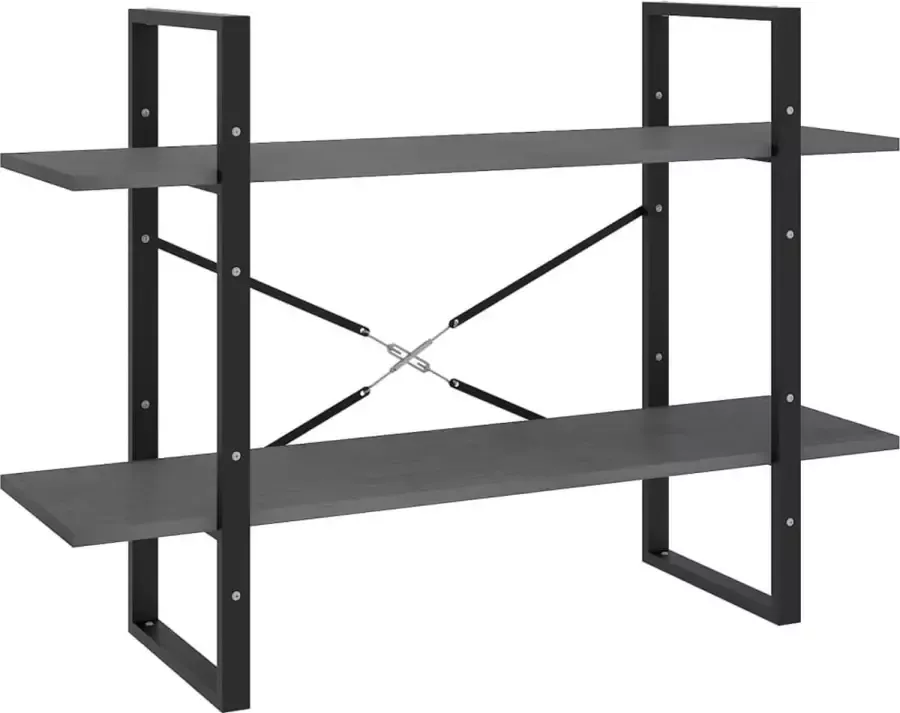 Furniture Limited Boekenkast met 2 schappen 100x30x70 cm massief grenenhout grijs