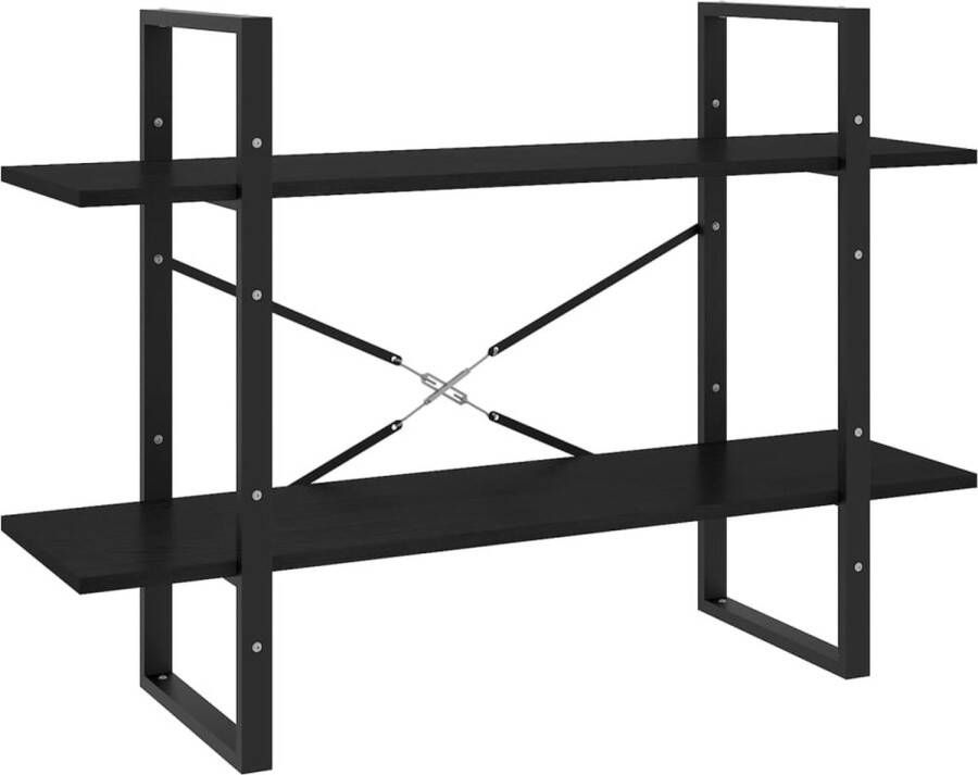 Furniture Limited Boekenkast met 2 schappen 100x30x70 cm massief grenenhout zwart