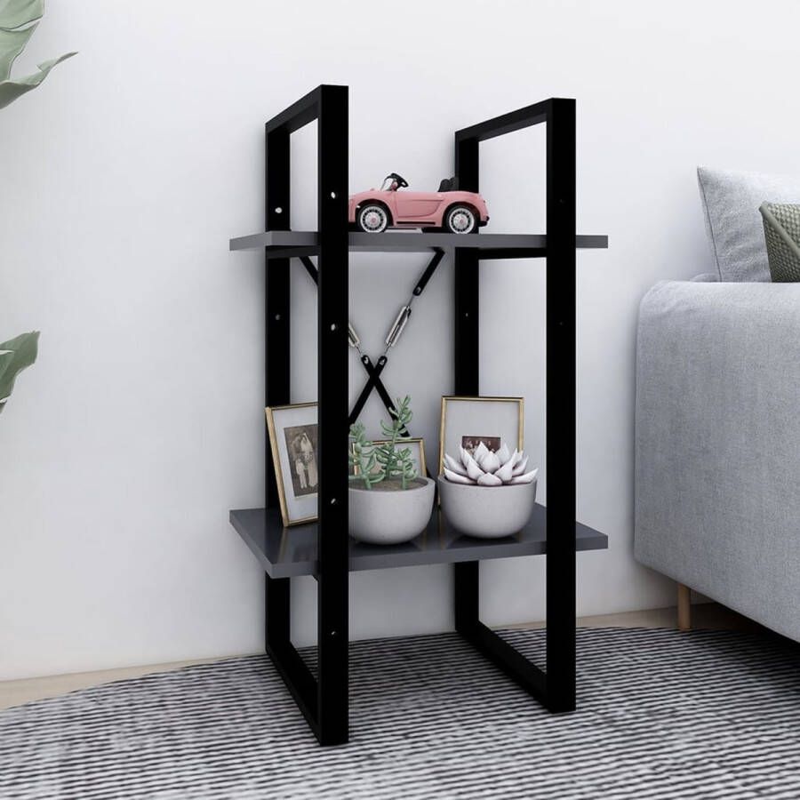 Furniture Limited Boekenkast met 2 schappen 40x30x70 cm spaanplaat grijs
