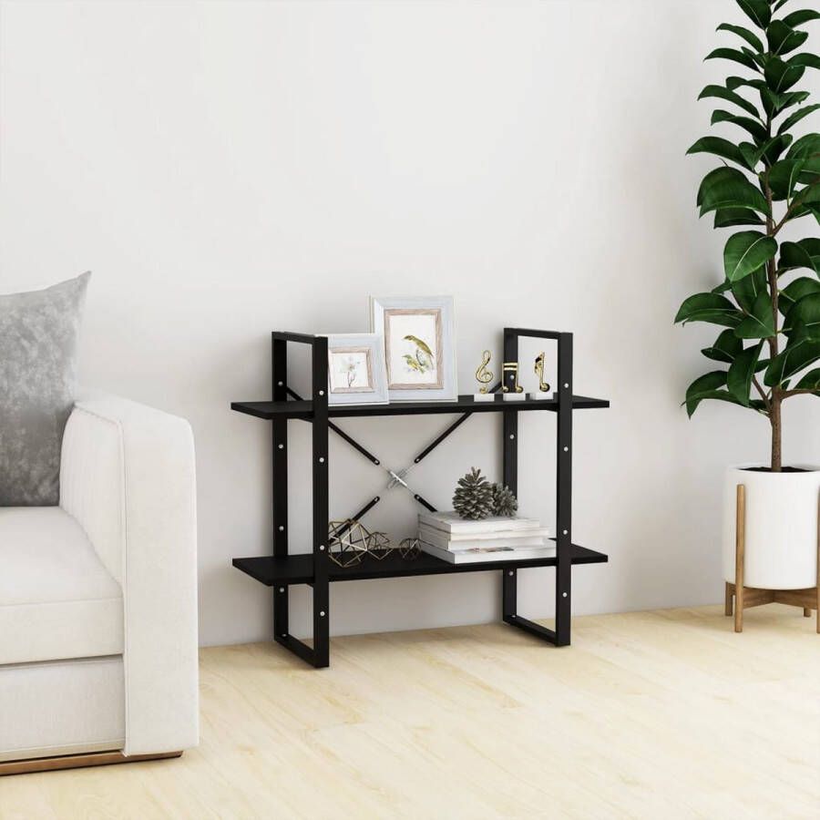 Furniture Limited Boekenkast met 2 schappen 80x30x70 cm massief grenenhout zwart