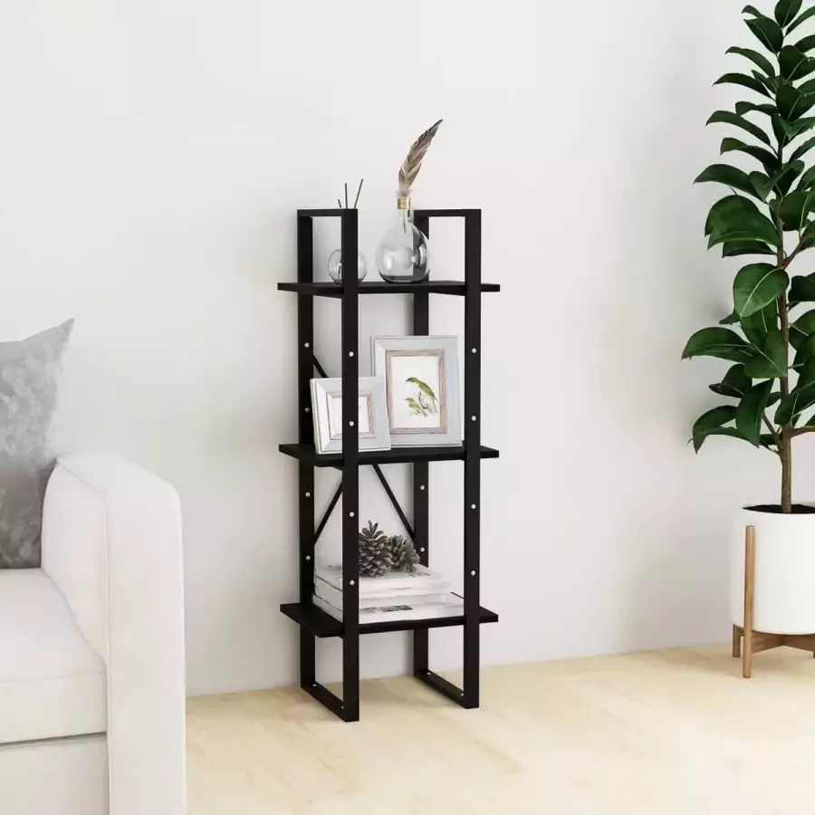 Furniture Limited Boekenkast met 3 schappen 40x30x105 cm massief grenenhout zwart