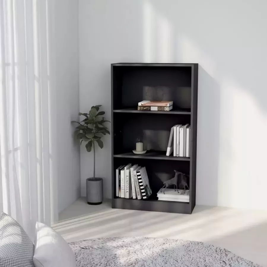 Furniture Limited Boekenkast met 3 schappen 60x24x109 cm bewerkt hout grijs