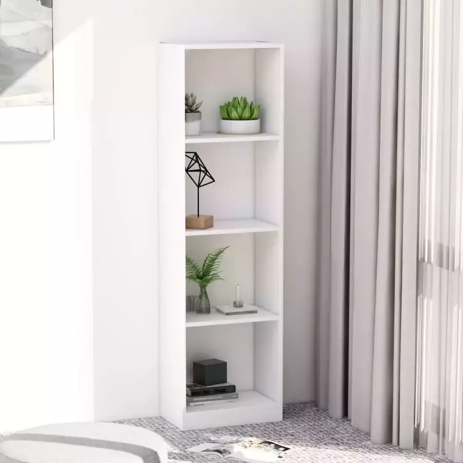 Furniture Limited Boekenkast met 4 schappen 40x24x142 cm bewerkt hout wit