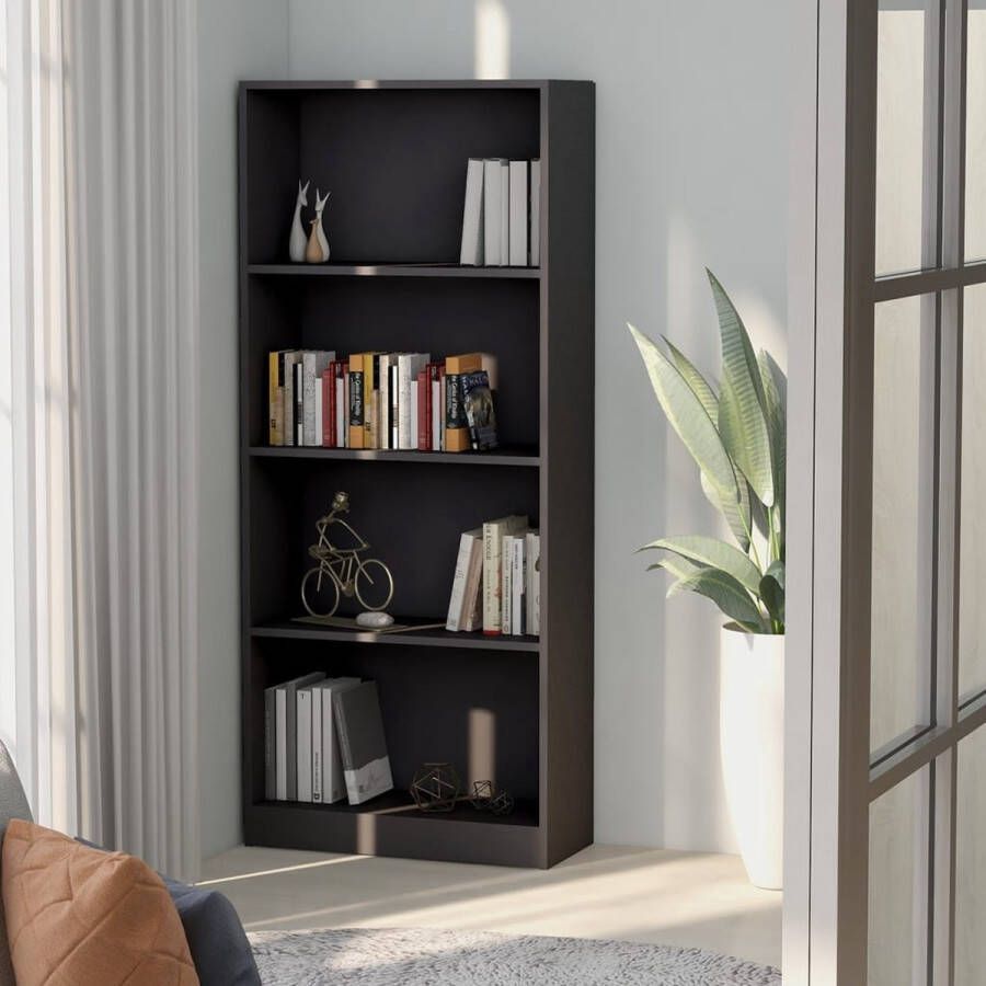 Furniture Limited Boekenkast met 4 schappen 60x24x142 cm bewerkt hout grijs