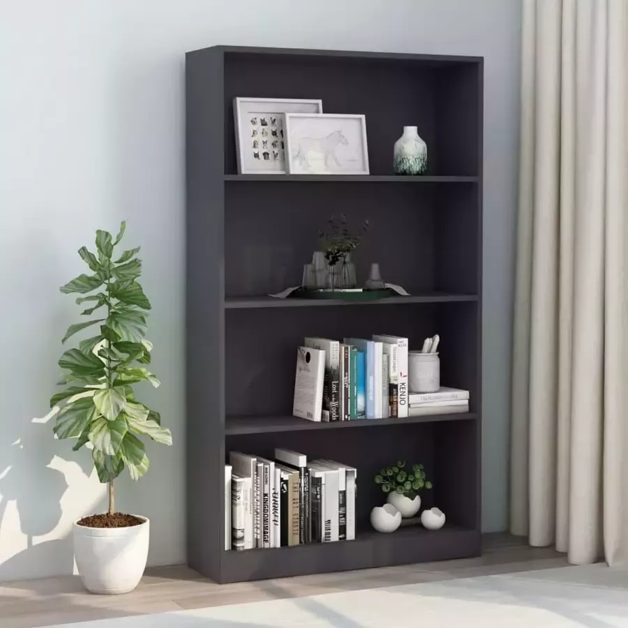 Furniture Limited Boekenkast met 4 schappen 80x24x142 cm bewerkt hout grijs