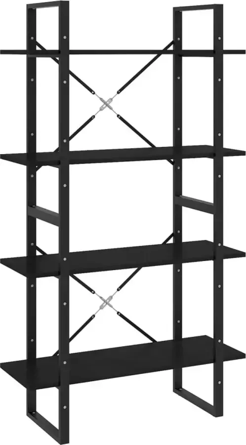 Furniture Limited Boekenkast met 4 schappen 80x30x140 cm massief grenenhout zwart