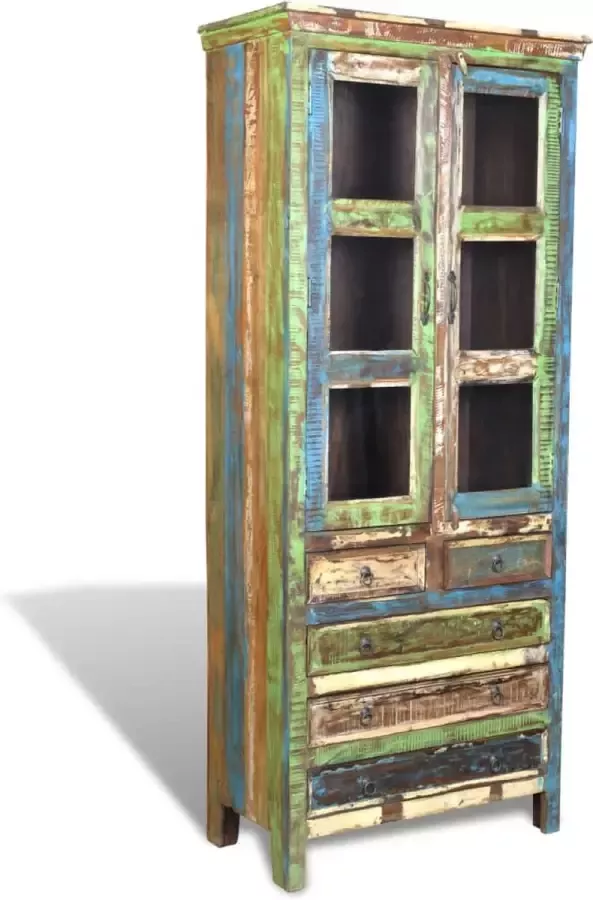 Prolenta Premium INFIORI Boekenkast met 5 lades en 2 deuren gerecycled hout meerkleurig
