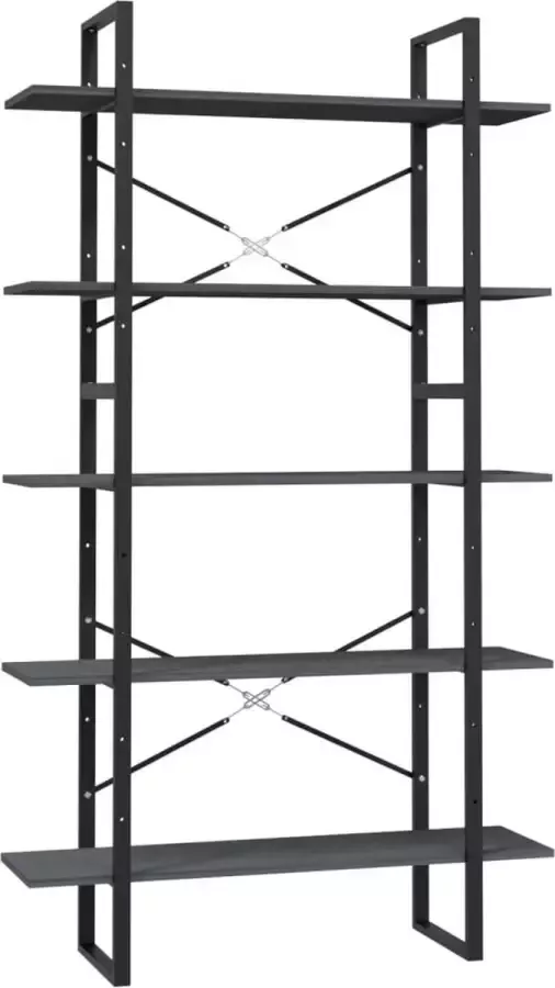 Furniture Limited Boekenkast met 5 schappen 100x30x175 cm grenenhout grijs