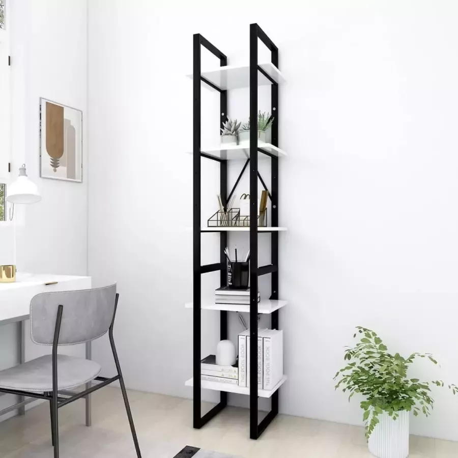 Furniture Limited Boekenkast met 5 schappen 40x30x175 cm bewerkt hout wit
