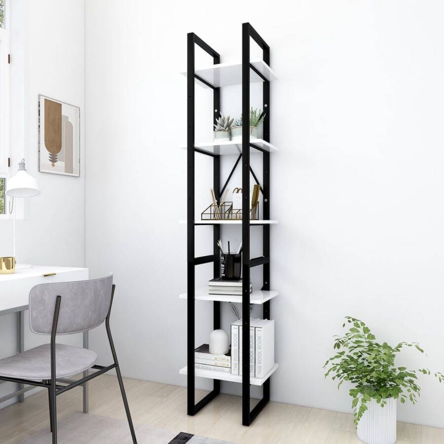 Furniture Limited Boekenkast met 5 schappen 40x30x175 cm bewerkt hout wit