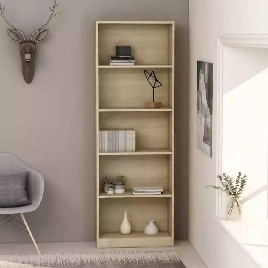 Furniture Limited Boekenkast met 5 schappen 60x24x175 cm bewerkt hout sonoma eik