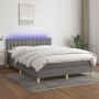 Furniture Limited Boxspring met matras en LED stof donkergrijs 140x190 cm - Thumbnail 1