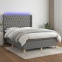 Furniture Limited Boxspring met matras en LED stof donkergrijs 140x190 cm - Thumbnail 5