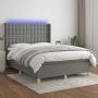 Furniture Limited Boxspring met matras en LED stof donkergrijs 140x190 cm - Thumbnail 4