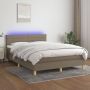 Furniture Limited Boxspring met matras en LED stof taupe 140x190 cm - Thumbnail 2