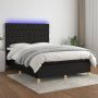 Furniture Limited Boxspring met matras en LED stof zwart 140x200 cm - Thumbnail 1