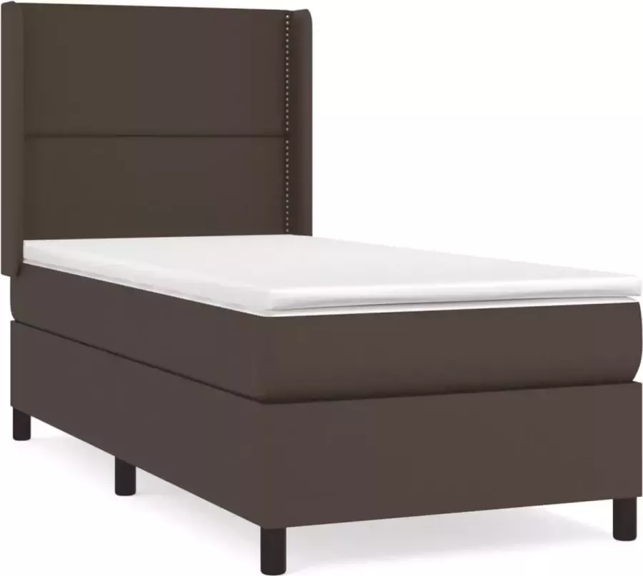 Furniture Limited Boxspring met matras kunstleer bruin 100x200 cm