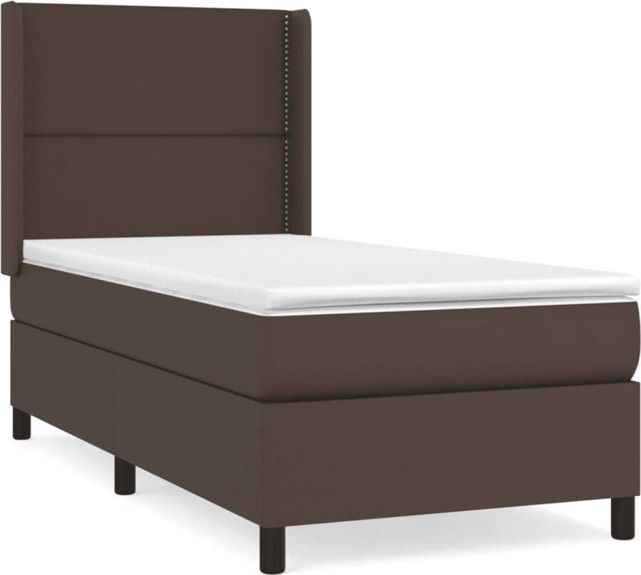 Furniture Limited Boxspring met matras kunstleer bruin 100x200 cm