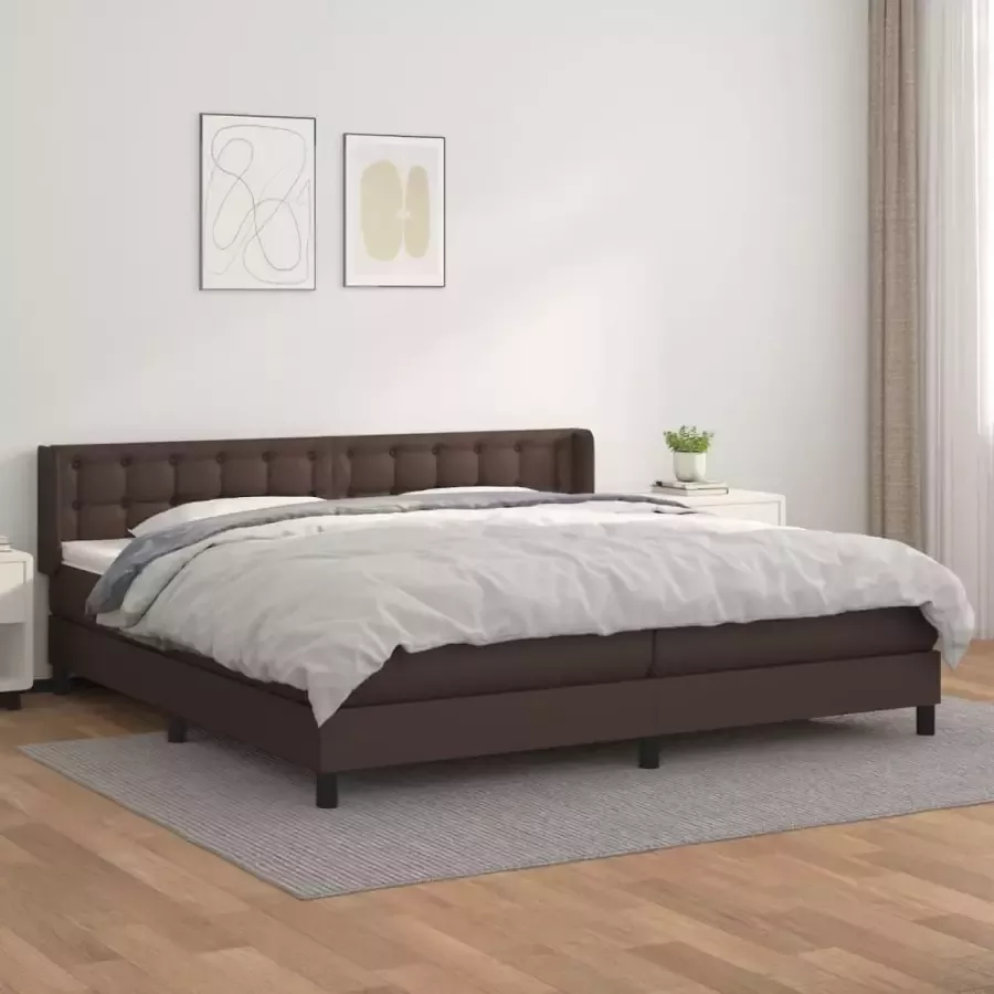 Furniture Limited Boxspring met matras kunstleer bruin 200x200 cm