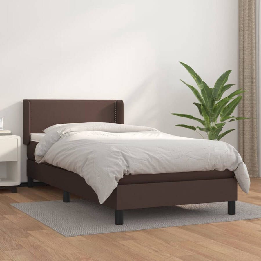 Furniture Limited Boxspring met matras kunstleer bruin 80x200 cm