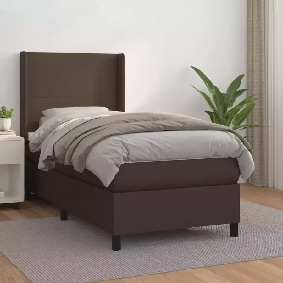 Furniture Limited Boxspring met matras kunstleer bruin 80x200 cm