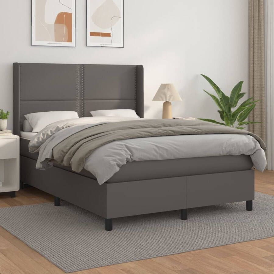 Furniture Limited Boxspring met matras kunstleer grijs 140x190 cm