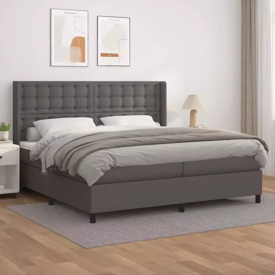 Furniture Limited Boxspring met matras kunstleer grijs 200x200 cm