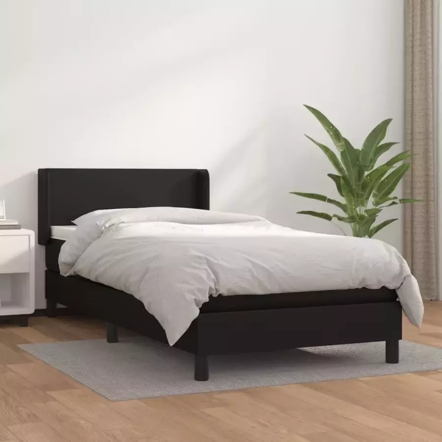 Furniture Limited Boxspring met matras kunstleer zwart 100x200 cm