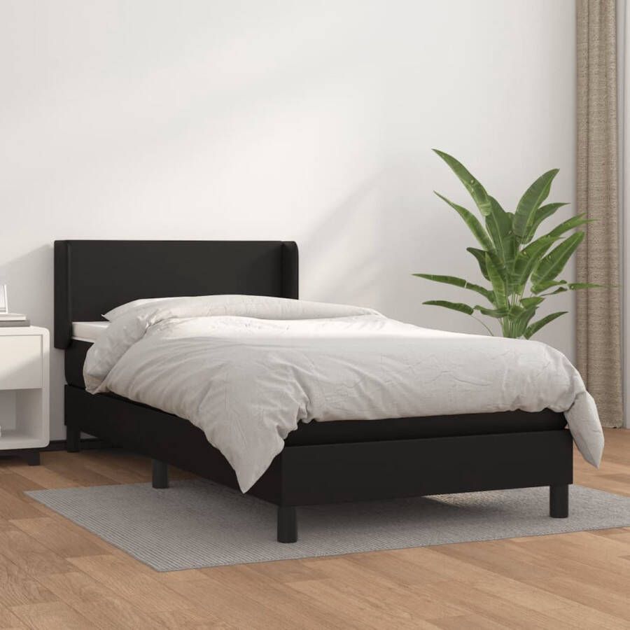 Furniture Limited Boxspring met matras kunstleer zwart 100x200 cm