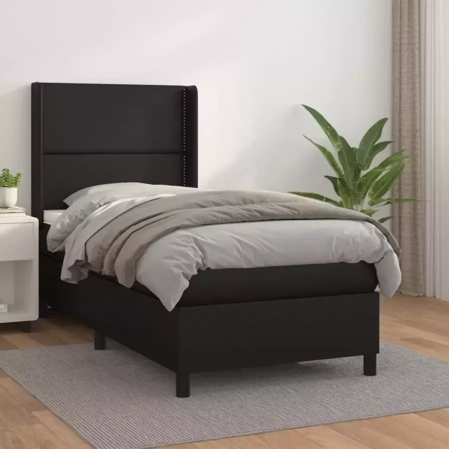 Furniture Limited Boxspring met matras kunstleer zwart 80x200 cm