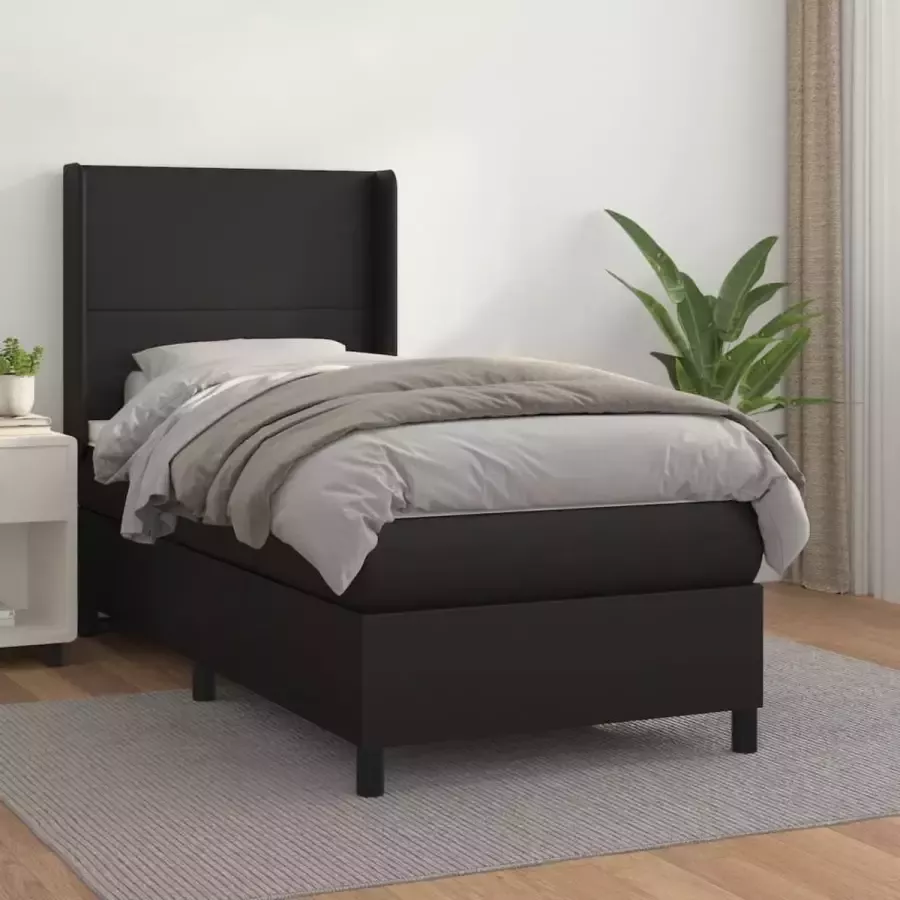 Furniture Limited Boxspring met matras kunstleer zwart 90x200 cm