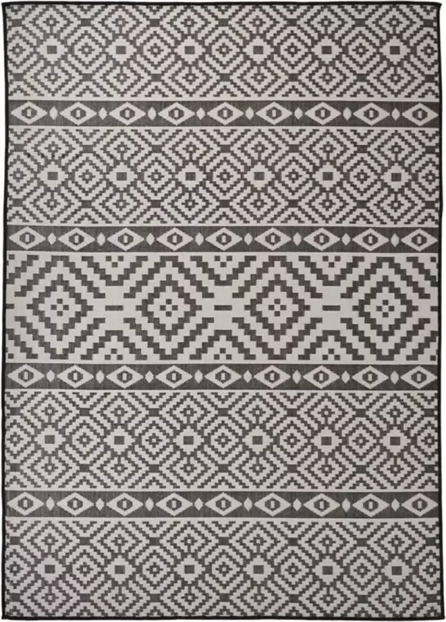 Furniture Limited Buitenkleed met patroon platgeweven 120x170 cm zwart