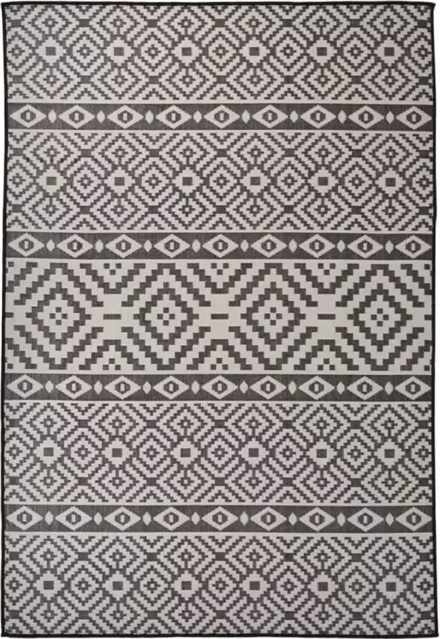 Furniture Limited Buitenkleed met patroon platgeweven 160x230 cm zwart
