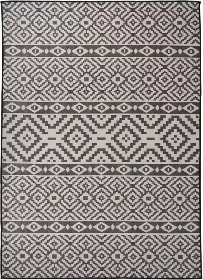 Furniture Limited Buitenkleed met patroon platgeweven 200x280 cm zwart
