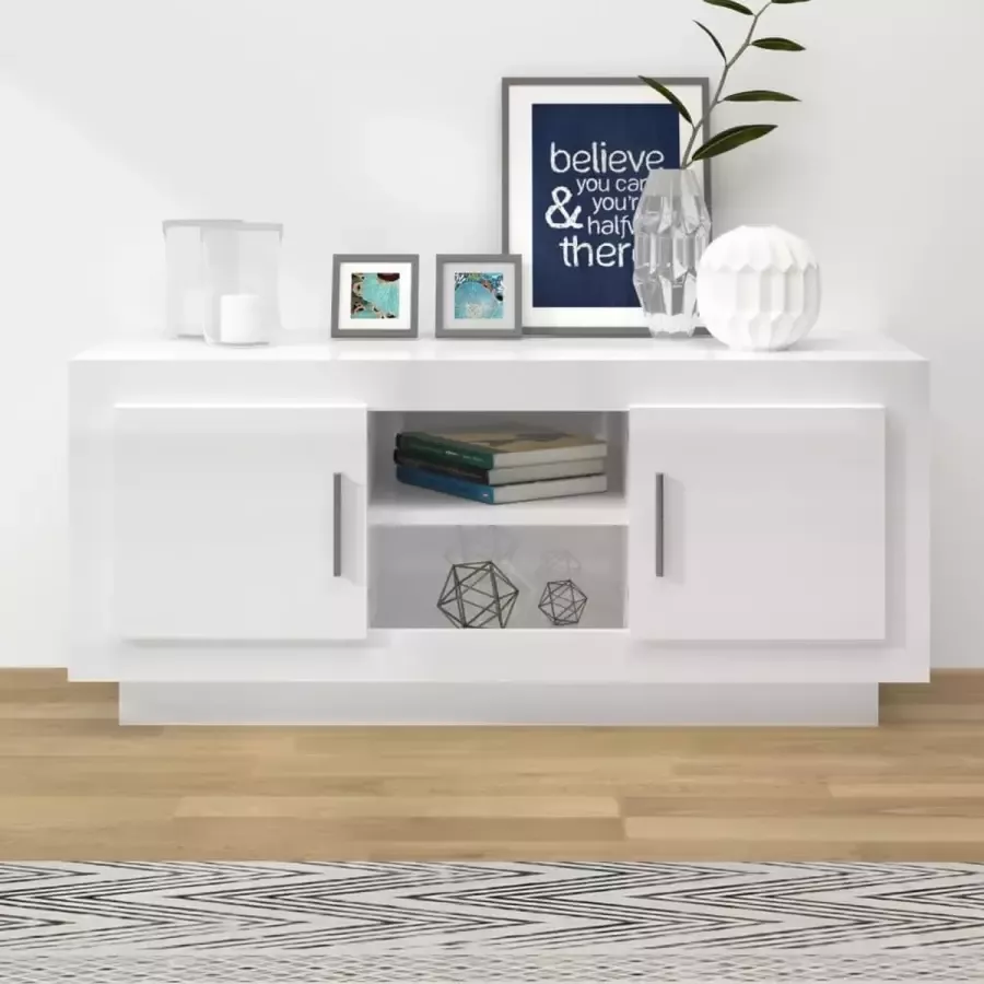 Furniture Limited Tv-meubel 102x35x45 cm bewerkt hout hoogglans wit