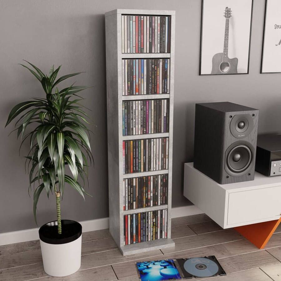 Furniture Limited Cd-kast 21x20x88 cm bewerkt hout betongrijs